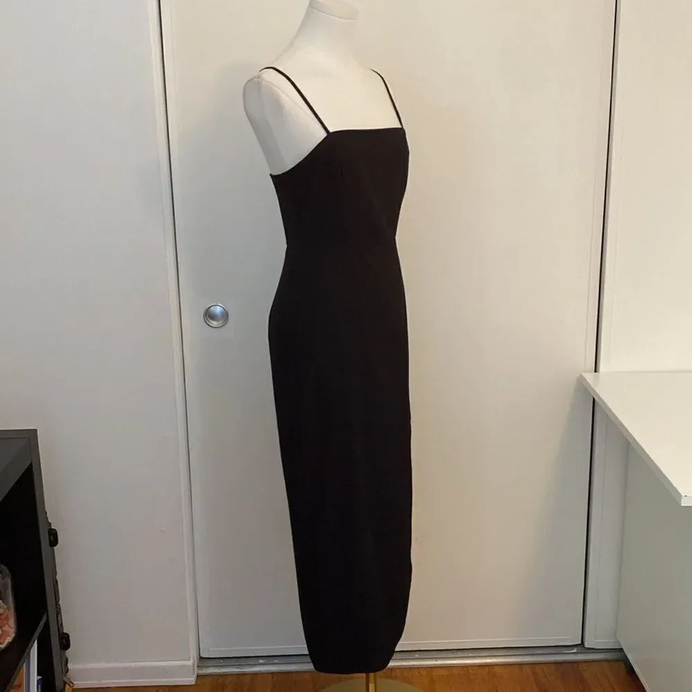 Zara Black Lightweight Midi Dress with Thigh Split Size Small - Picture 4 of 14
